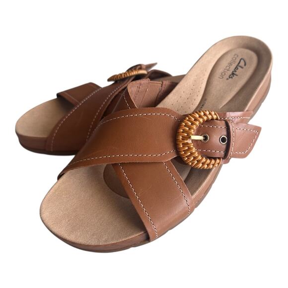 Clarks Collection Reileigh Bay Woman's Sandals Cinnamont Leathear Size 11 - Picture 1 of 8